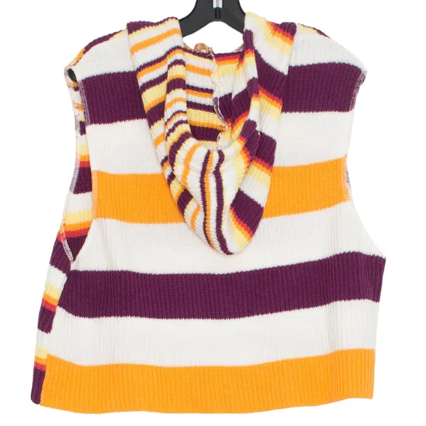 BDG Reid Hooded Sweater Vest Crop Stripe Y2K Indie Sleaze 90s Grunge Festival XS - Image 2