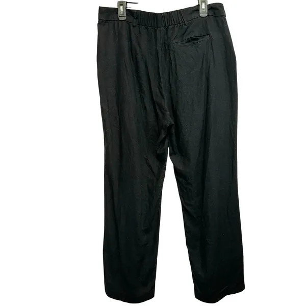 Old Navy Taylor Wide Leg‎ Linen Blend Trousers Black High Rise Relaxed Large - Image 3