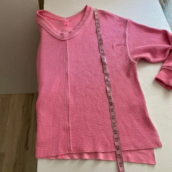 Aerie Pink Waffle Knit Oversized Tunic Top Size M Cozy Lounge Casual - Image 6