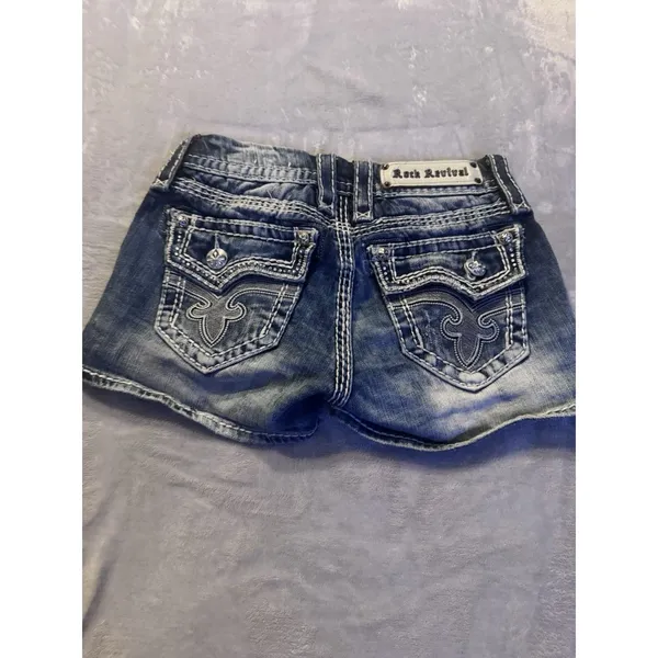 Rock Revival Kai Sequin & Rhinestone Bling Jean Shorts - Size 25 - Image 15