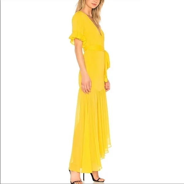 NWT Privacy Please Chiffon‎ Asymmetric Maci Dress in Yellow Size Small - Image 2