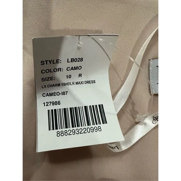 NWT LOVELY Shirred One-Shoulder Satin Trumpet Dress‎ sz 10 Cameo - Image 13