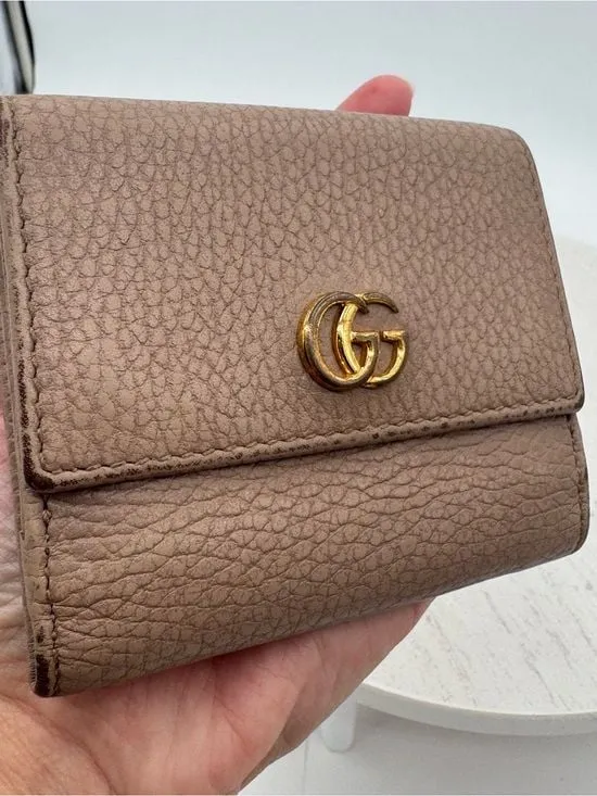 GUCCI GG Marmont dusty rose pebbled leather trifold compact Wallet - Image 5