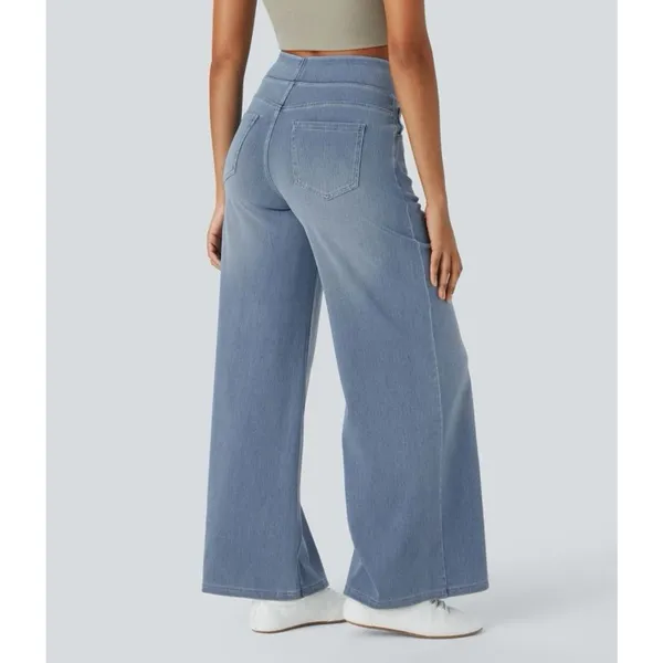 Halara Flex High Waisted Pockets Baggy Wide Leg Washed Casual Jeans XS Reg - Image 2