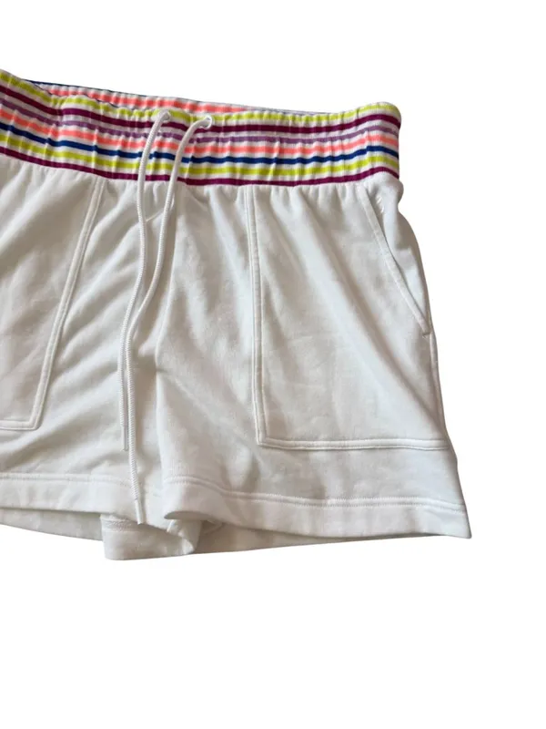 LOU & GREY White Terry Rainbow Waistband Shorts Size XL - Image 4