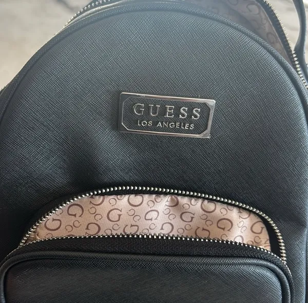 GUESS Black Mini Backpack | Silver Logo Plaque | Y2K Minimal Chic - Image 2