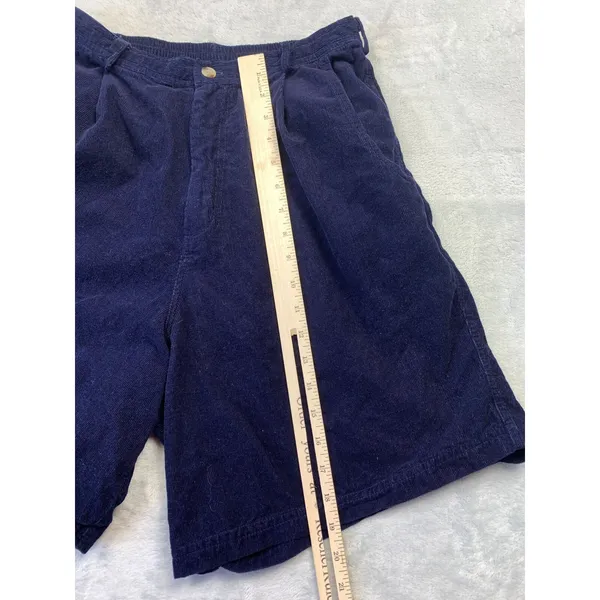 Vintage Women Medium Shorts Mom‎ Casey Max High Rise Pleated Blue Corduroy - Image 4