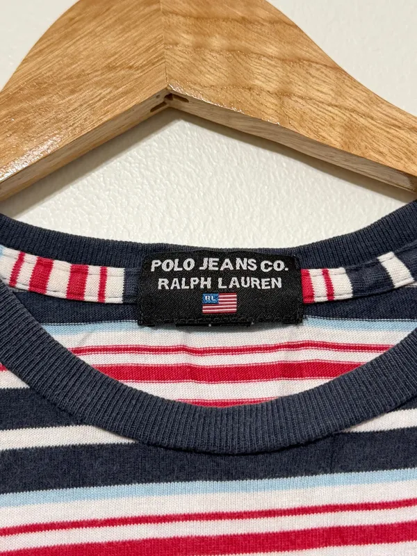 Ralph Lauren Striped Tee Size Medium Women’s Vintage Y2K Cotton Rugby USA Shirt - Image 3