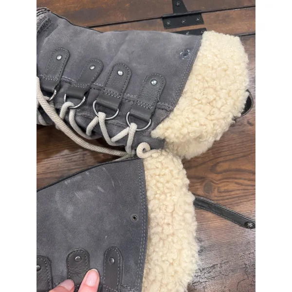 Sorel Joan of Arctic Boots Women 7 Gray Black Waterproof Faux Fur Winter‎ Snow - Image 10