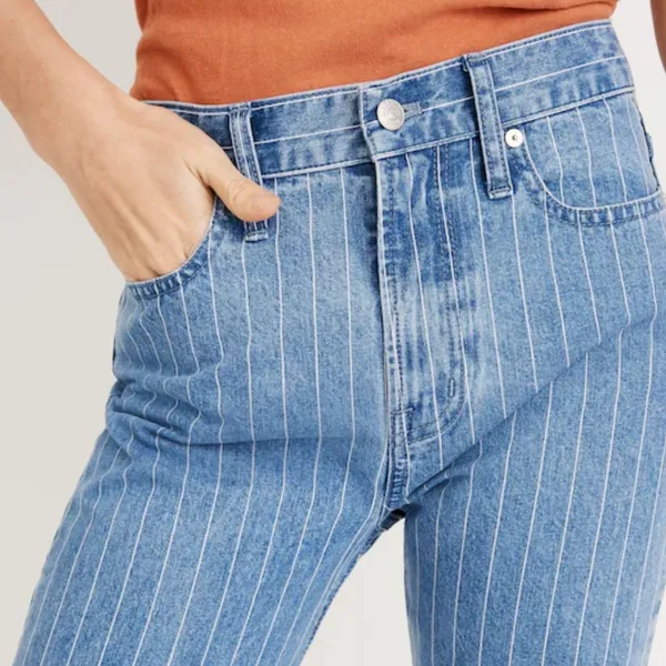 Madewell The Tall Perfect Vintage Crop Jean Pinstripe Blue White Women’s 30T - Image 4
