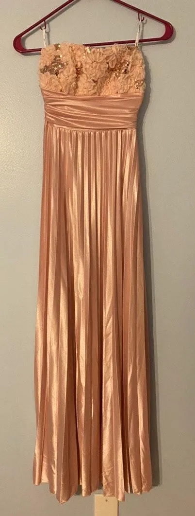 Blush Pink Floral Maxi Gown Dress Prom - Image 2