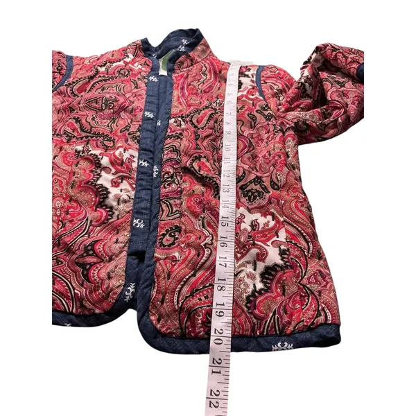 Anthropologie Quilted Paisley Jacket Red Blue Hook Eye Cropped XS Womens‎ - Image 10