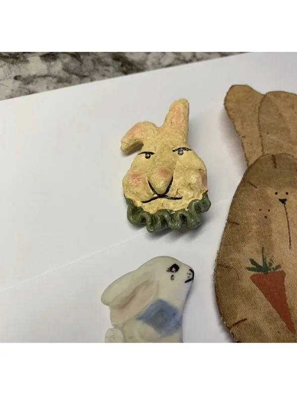 Bunny Rabbit Brooch Pin Handmade Hand Crafted Lot Of 3 Whimsical Cottagecore - Image 3