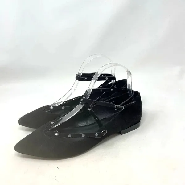 Rebecca Minkoff Faye Black Suede Studded‎ Pointed Toe Flats Size US 7.5 - Image 3
