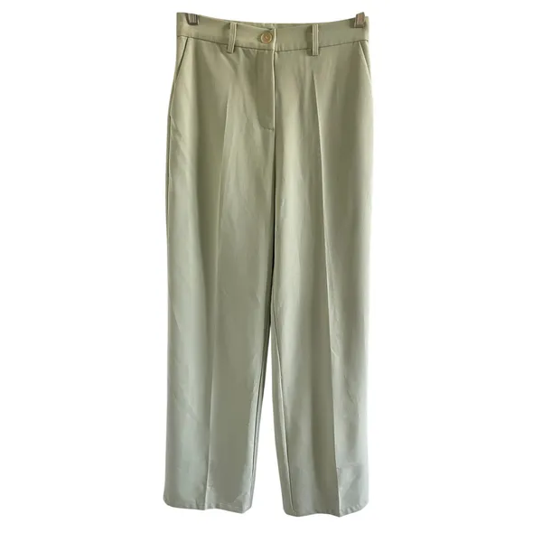 Motel Wide Leg Trousers XS Sage Green High Rise Pleated Pants - Image 3