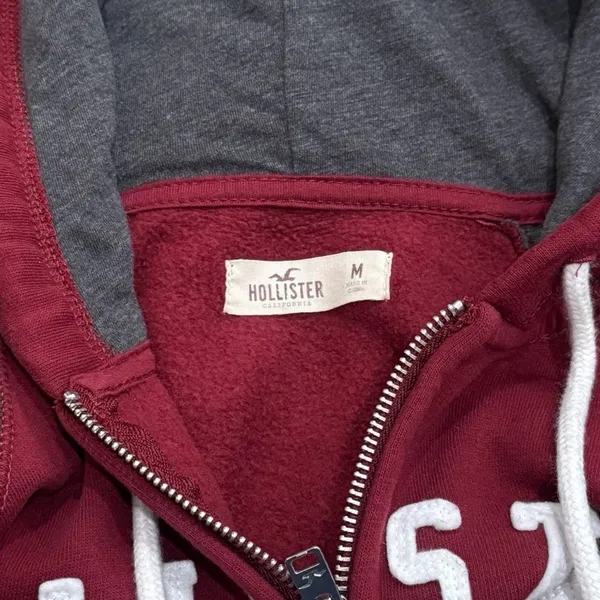 Hollister Y2K Spellout Zipper Hooded Jacket Academia‎ College Size M - Image 6