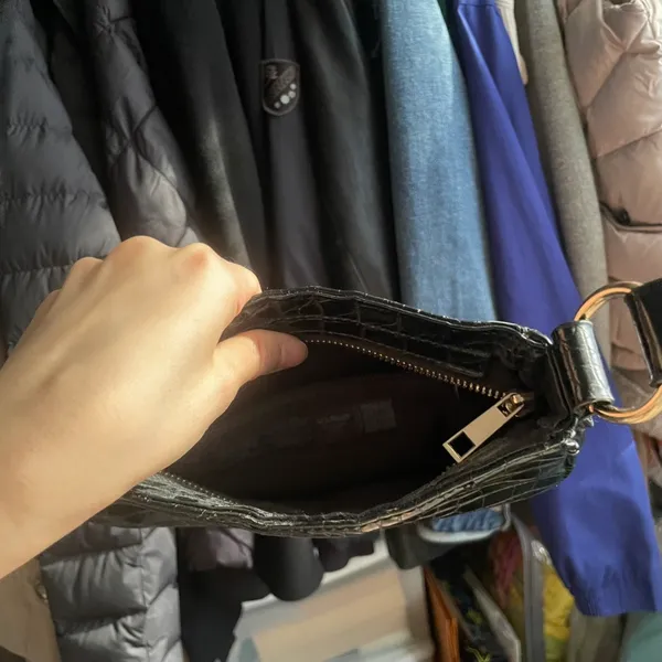 ASOS Black Alligator Textured Shoulder Bag - Image 3