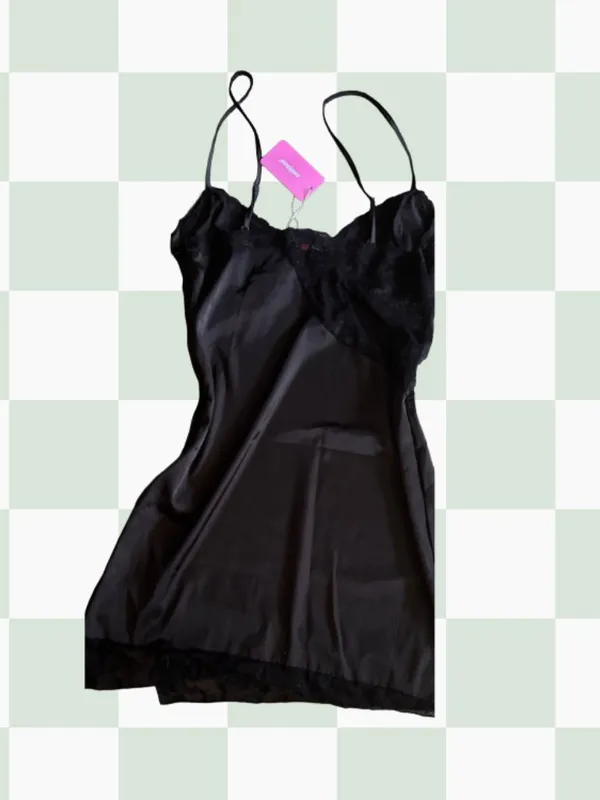 Edikted Asymmetric Lacey Satin Effect Mini Dress in black - Image 3