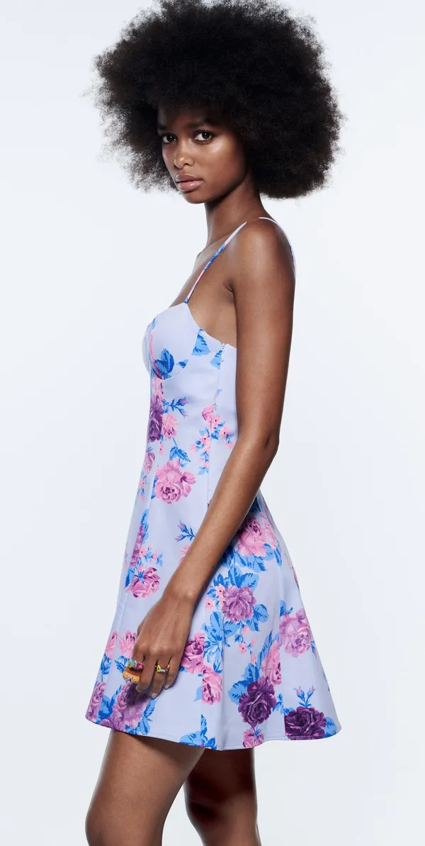 net floral print corset style mini boho dress - Image 5