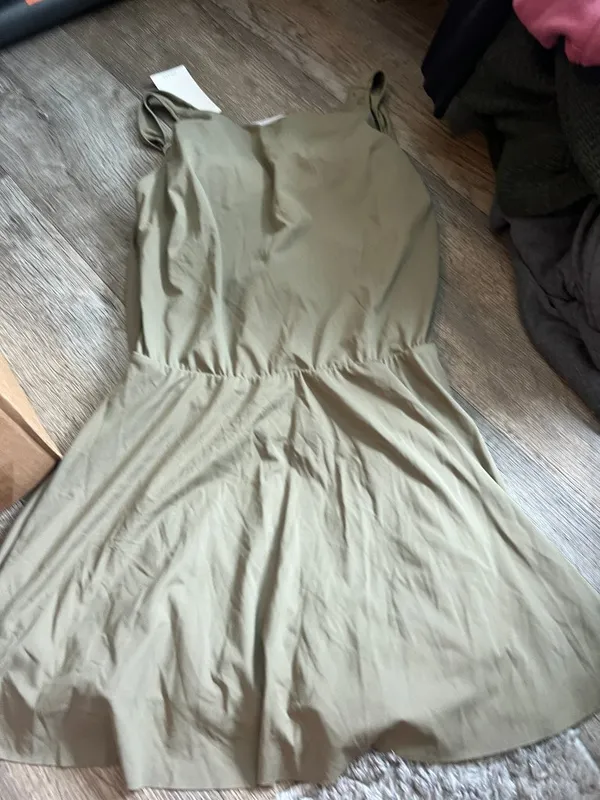 NWT Halara size L, draped backless, g-hook, 2-in-1 side pocket mini dress - Image 2
