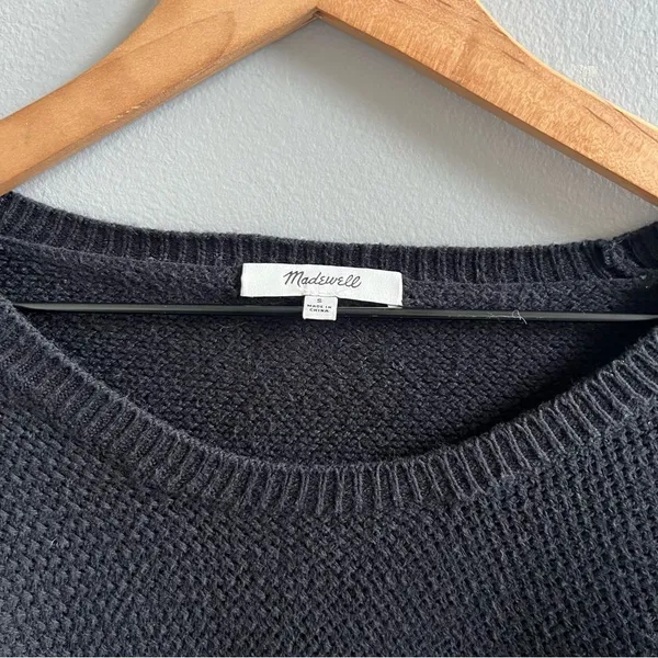 Madewell Chronicle Textured Pullover Sweater Black Size Small Crewneck Sweater - Image 4