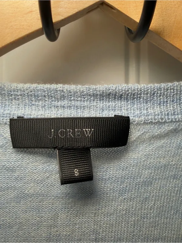J. Crew Small Merino Wool Heather Blue Asymmetrical Sweater Soft Minimalist - Image 6