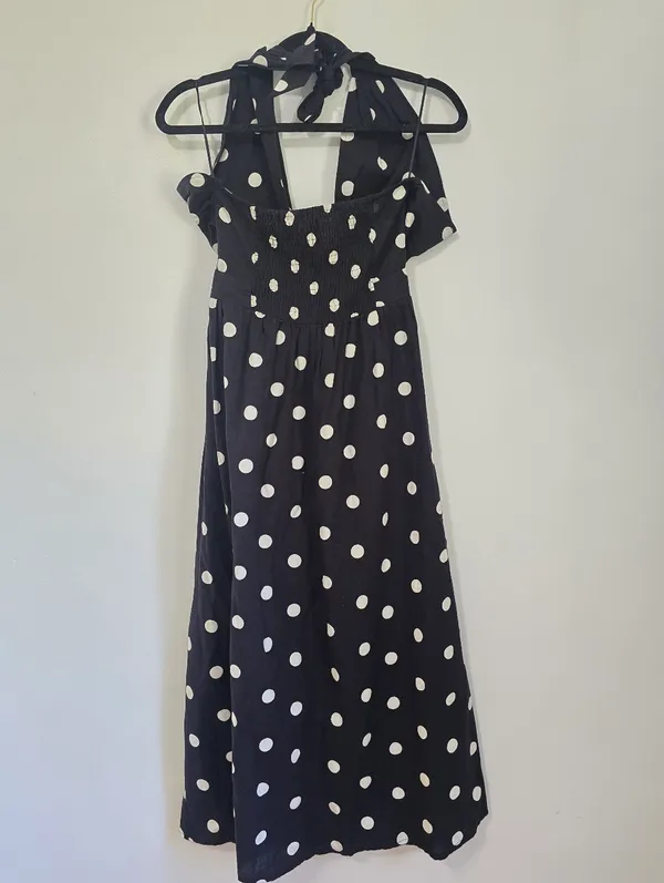 River Island Black & White Polka Dot Midi Halter Dress - Image 4