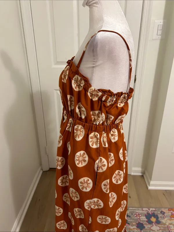 Free People Leanna Bandeau Tube Maxi Dress In Brick Combo Cotton NWT Size Large - Image 10