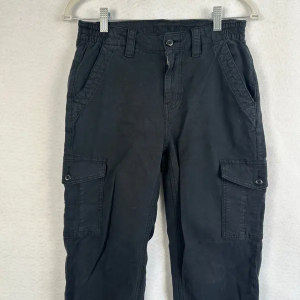 American Eagle Black Cargo Pants Stretch Waist Zip Fly‎ Womens 4 Sporty Utility - Image 3