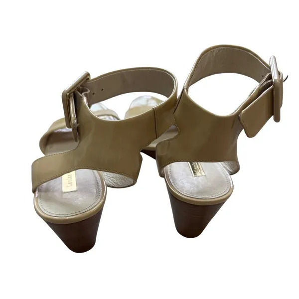 Louise et Cie Nude Patent Leather Ankle Strap Wedge Sandals Size 9N 40 - Image 3
