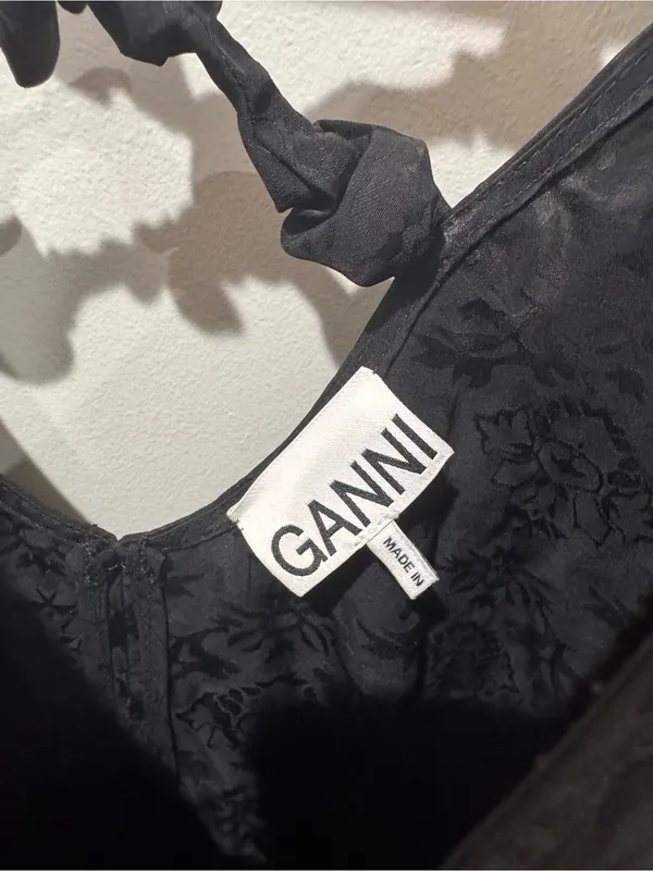 Ganni Size 38 Viscose Jacquard Midi Black Dress - Image 8