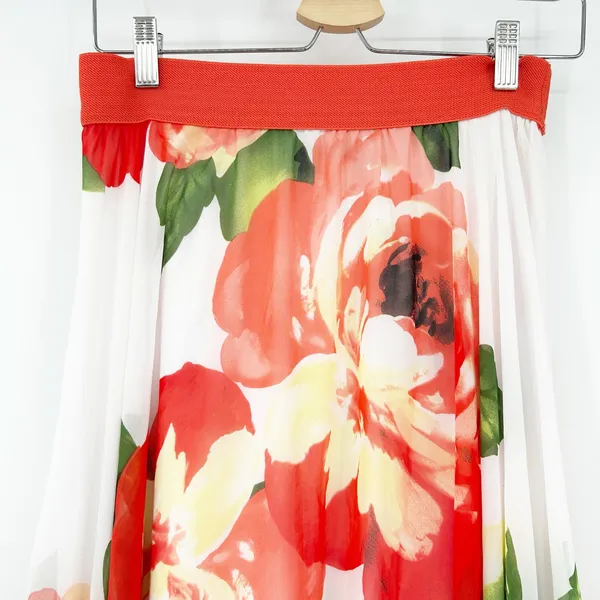 NWT Akira Womens Resort Vacation Tropical Floral Elastic Waist Maxi Skirt Size L - Image 2