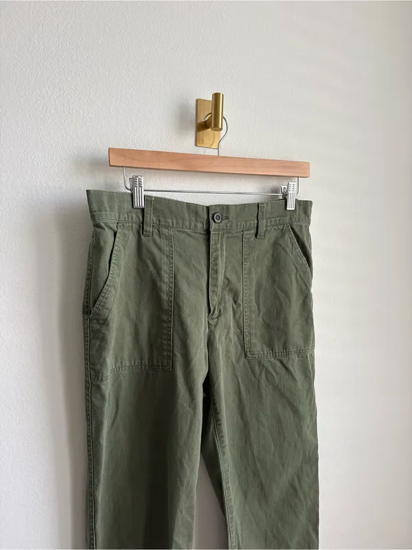 Gap Mid Rise Utility Twill Jogger Pants Olive Green Medium - Image 4