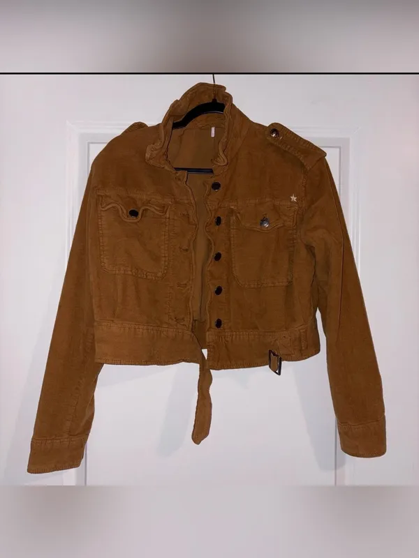 Free People Everlyn Jacket Corduroy Utility Jacket Small Camel - Image 5