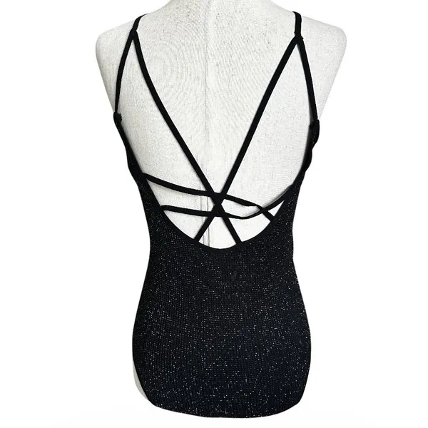 Free People Movement Size XS Black Shimmer Stretch Bodysuit Tank Top | 63-47 - Image 2