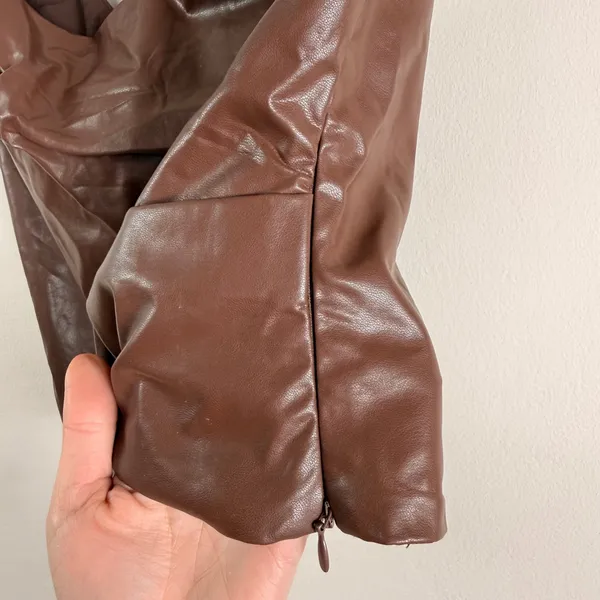 NIA Anthropologie Brown Faux Leather Draped Corset Top Square Medium NEW - Image 9