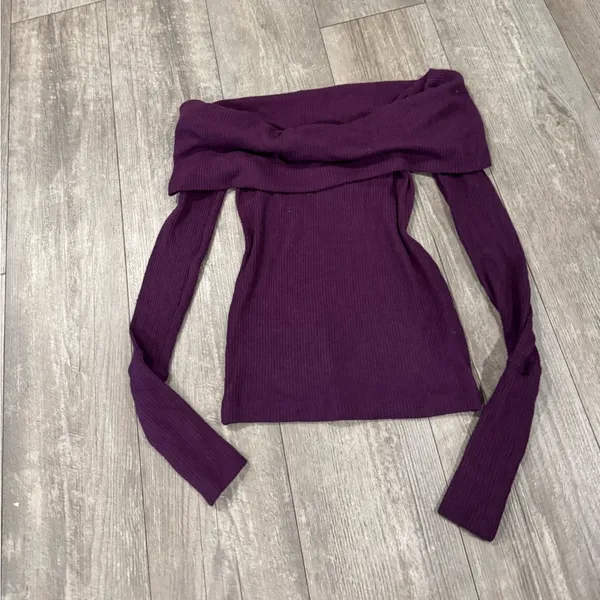We The Free Off-Shoulder Burgundy Sweater - Image 7