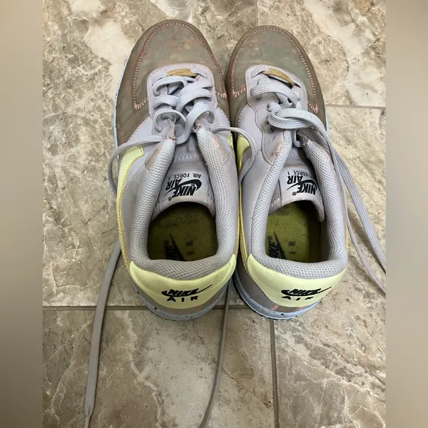 Nike Air Force 1 Low Crater Sneakers ‘Pure Platinum/Barely Volt’, women’s 9 - Image 2
