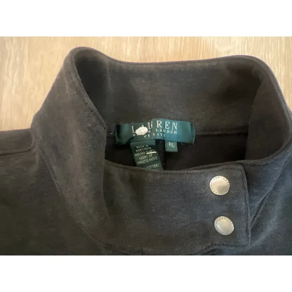 Vintage Lauren Ralph Lauren Women’s Petite Shacket Bomber Snap Dark Gray Size LG - Image 3