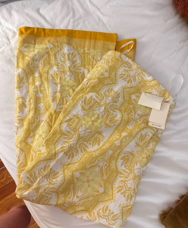 Kivari Linen Blend Strapless Maxi Dress Yellow Size XS - Image 5