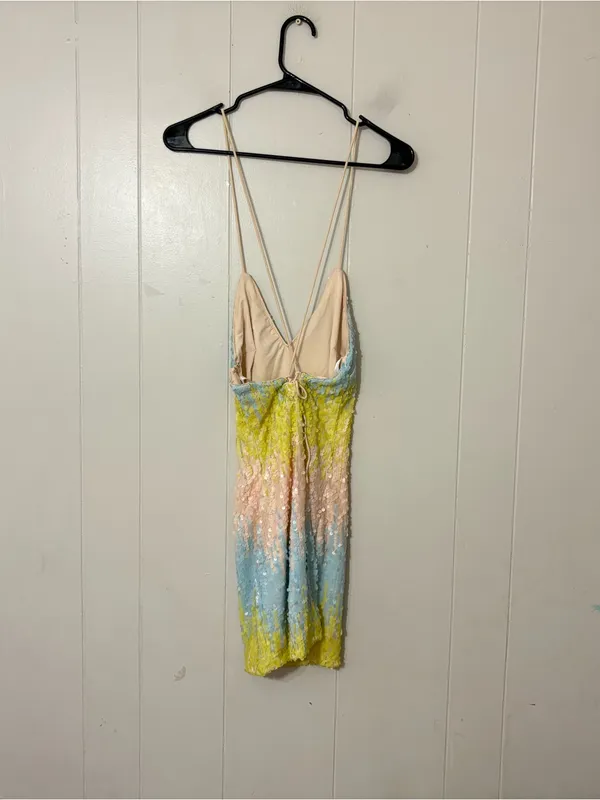 superdown Taylor Sequin Mini Dress Pastel Multi Open Back NWT S - Image 9