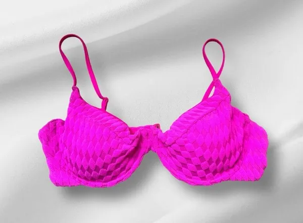 GOOD AMERICAN- Jacquard Bikini Top Sz 5/2XL HAWAIIAN PINK - Image 4
