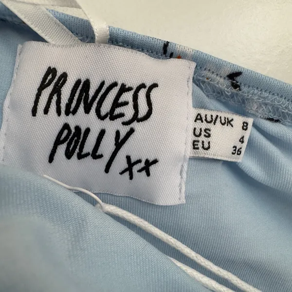 Princess Polly Jackson Blue Floral NWT 4 Off the Shoulder crop top Handkerchief - Image 6