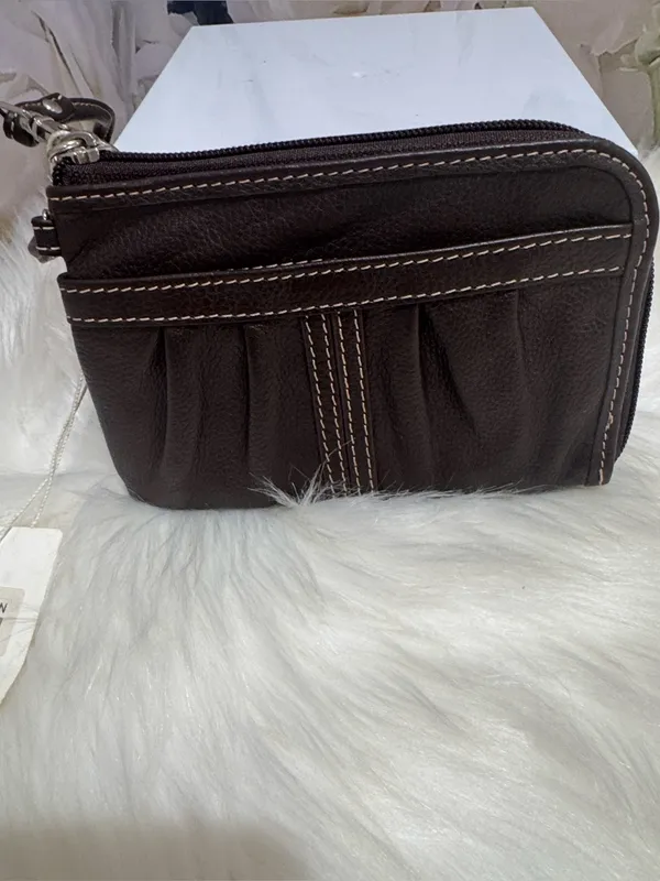 Brown Genuine Leather Wristlet Wallet - Image 2