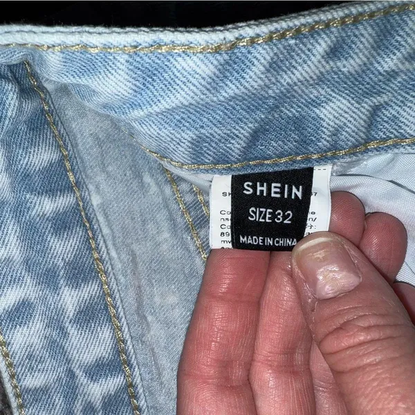 SHEIN Light Blue Distressed Jean Shorts - Image 2