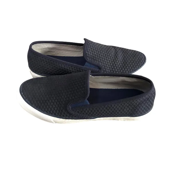 Sperry (8) Seaside Navy Emboss Woven Textured Elastic Slip On Loafer Shoe - Image 2