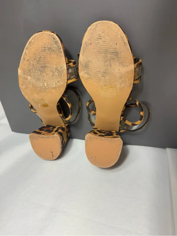 Boohoo Leopard Print Clear-Strap Slide Sandals chunky heel party size 4 - Image 8
