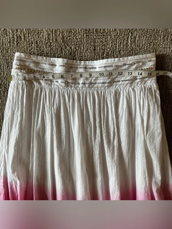 Y2K Pink Ombre Tiered Skirt White to Hot Pink dip dye with mirror sequins - Image 6