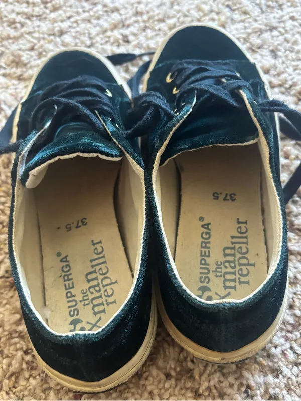 Superga Dark Green Velvet Sneakers - Image 2