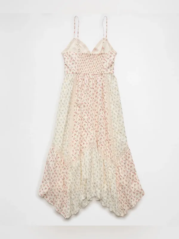 American eagle Floral Lace Trim Handkerchief Hem midi Sundress XXl - Image 3